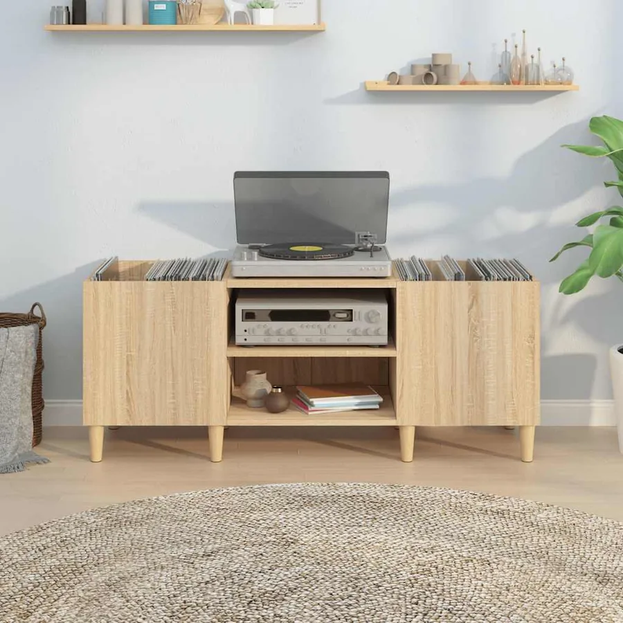 Meuble à disques Chêne Sonoma 121x38x48 cm Bois d'ingénierie - 3