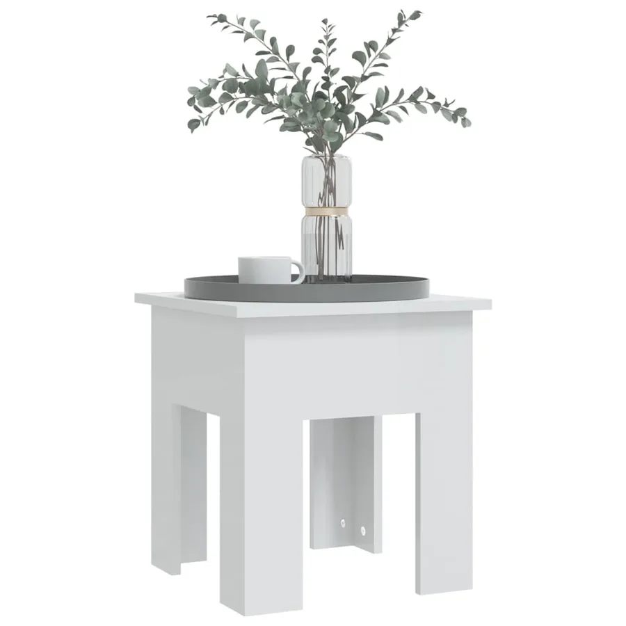 Table basse blanc brillant 40x40x42 cm bois d'ingénierie - 4