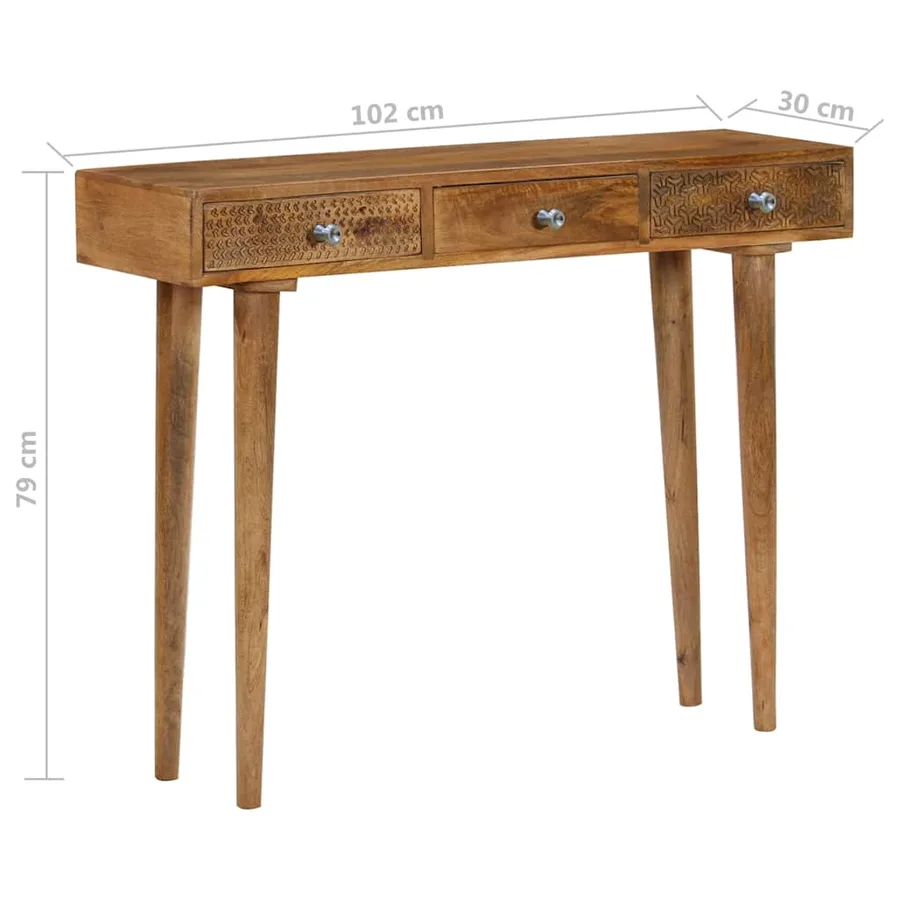 Table console Bois de manguier massif 102x30x79 cm - 8