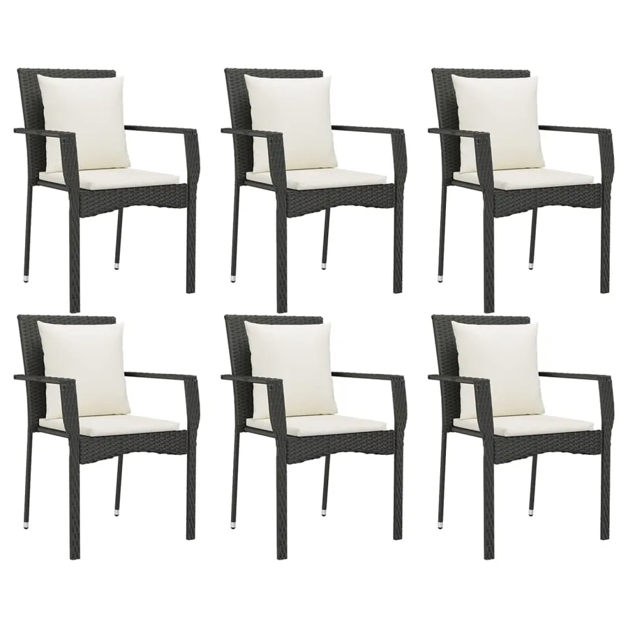 Ensemble à manger de jardin coussins 7pcs Noir Résine tressée - 4