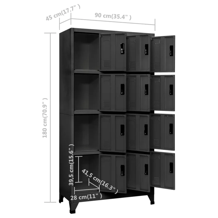 Armoire à casiers Anthracite 90x45x180 cm Acier - 8
