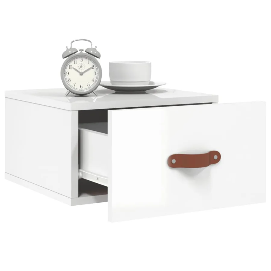Tables de chevet murales 2 pcs blanc brillant 35x35x20 cm - 11