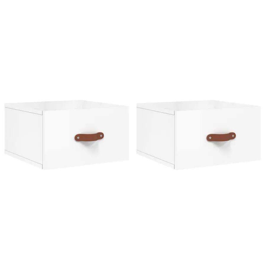 Tables de chevet murales 2 pcs blanc brillant 35x35x20 cm - 2