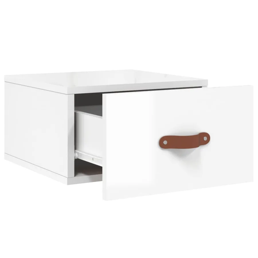 Tables de chevet murales 2 pcs blanc brillant 35x35x20 cm - 5
