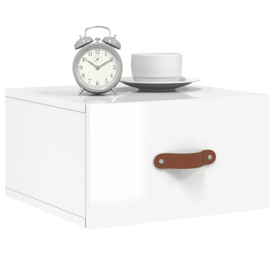 Tables de chevet murales 2 pcs blanc brillant 35x35x20 cm - 8