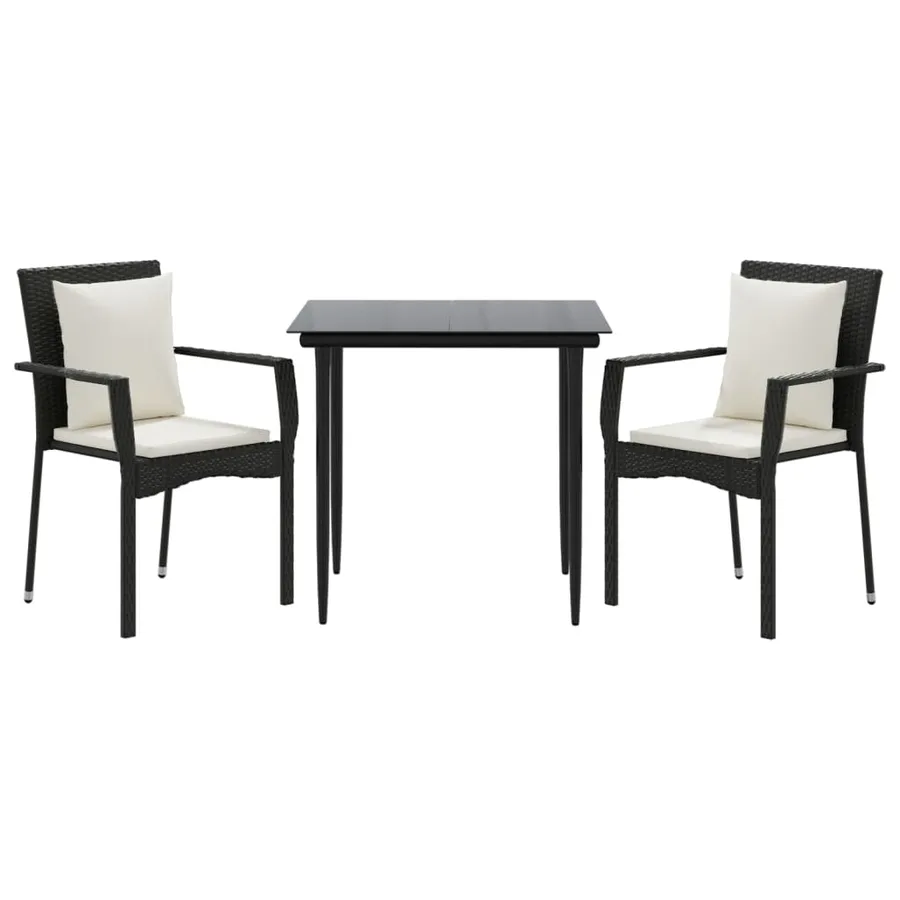 Ensemble à manger de jardin avec coussins 3 pcs Noir - 3