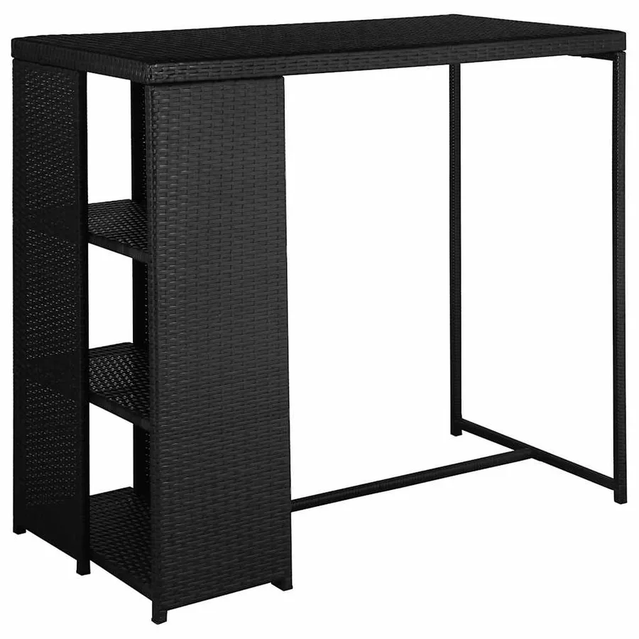 Ensemble de bar de jardin 5 pcs et coussins Résine tressée Noir - 2