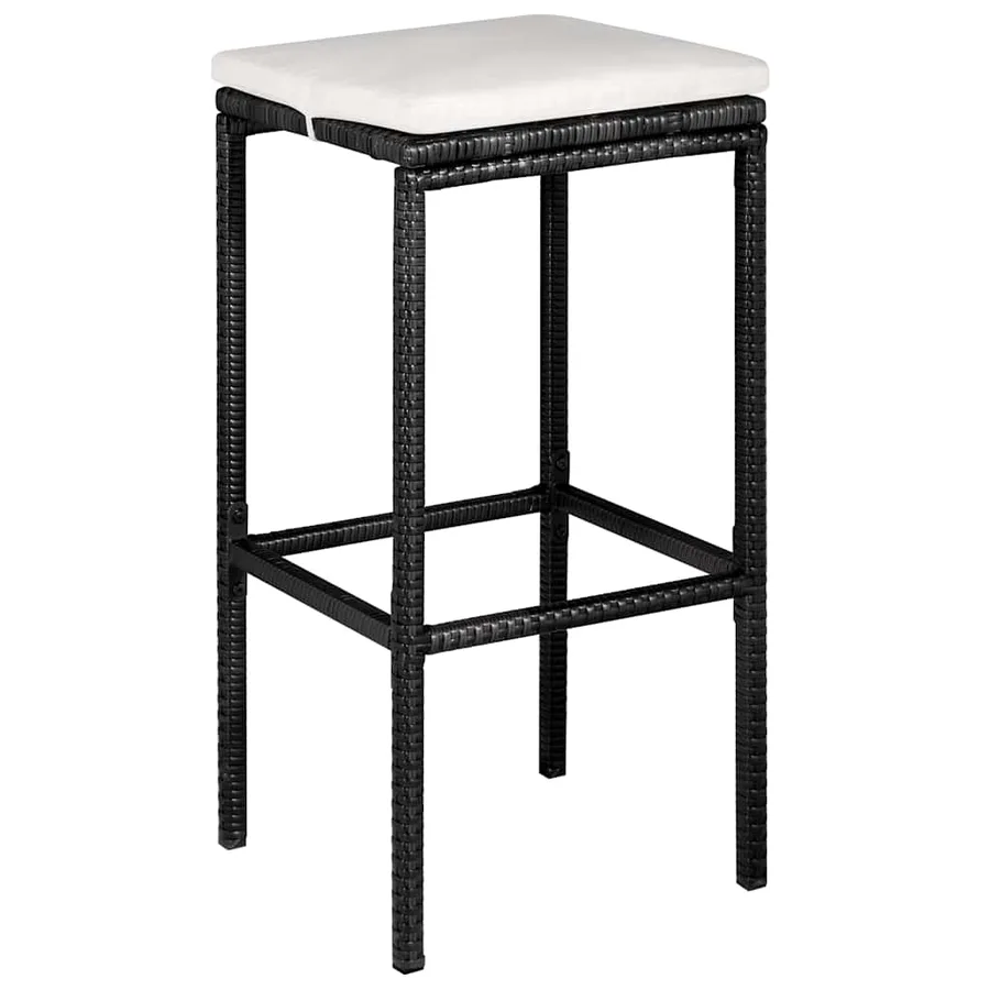 Ensemble de bar de jardin 5 pcs et coussins Résine tressée Noir - 5