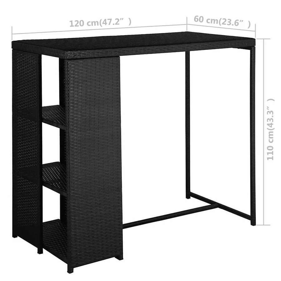 Ensemble de bar de jardin 5 pcs et coussins Résine tressée Noir - 7