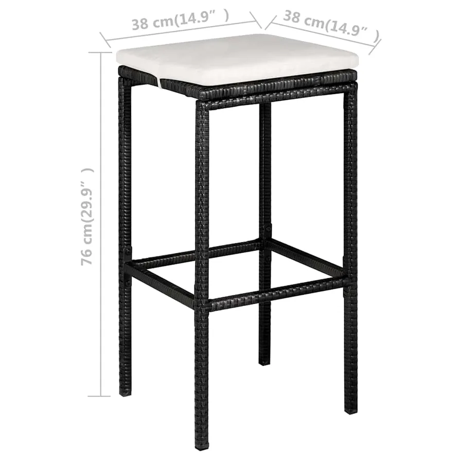 Ensemble de bar de jardin 5 pcs et coussins Résine tressée Noir - 8
