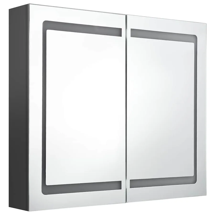 Armoire de salle de bain à miroir LED gris 80x12x68 cm - 3