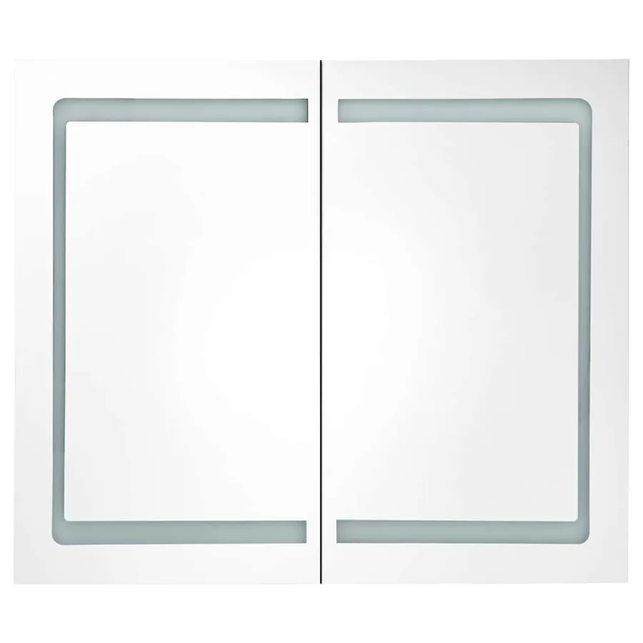 Armoire de salle de bain à miroir LED gris 80x12x68 cm - 4