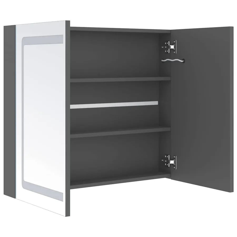 Armoire de salle de bain à miroir LED gris 80x12x68 cm - 5
