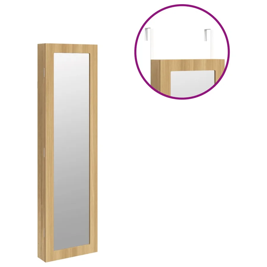 Armoire à bijoux avec miroir murale 30x8,5x106 cm - 9