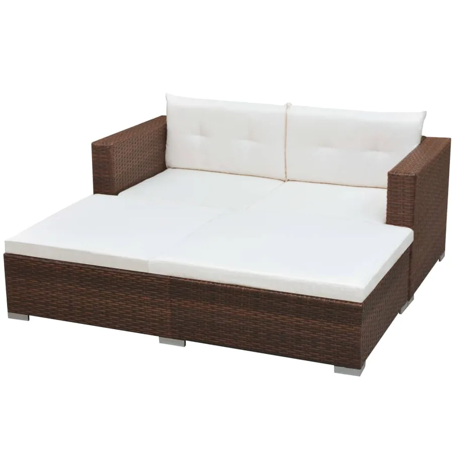Salon de jardin 3 pcs avec coussins Résine tressée Marron - 3