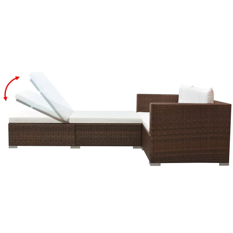 Salon de jardin 3 pcs avec coussins Résine tressée Marron - 4