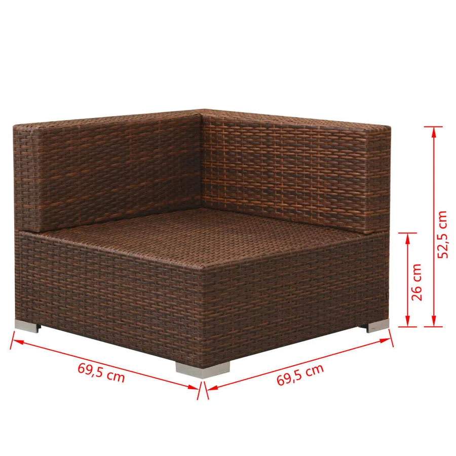 Salon de jardin 3 pcs avec coussins Résine tressée Marron - 8