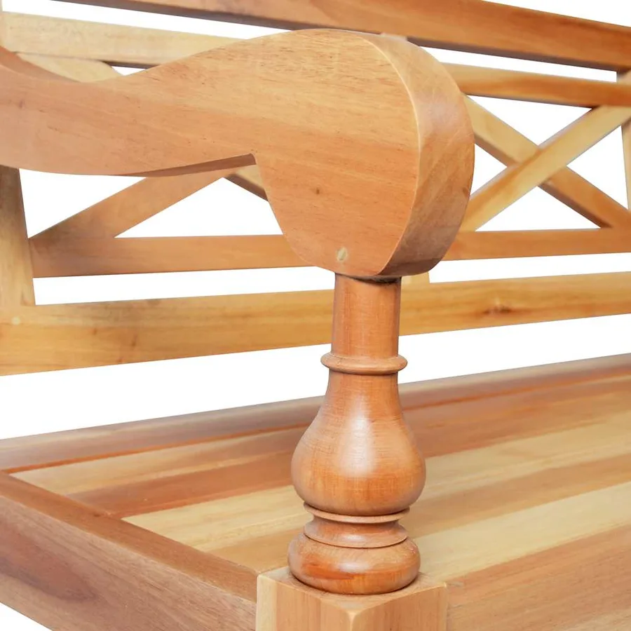 Banc Batavia 123 cm Bois d'acajou massif Marron clair - 5