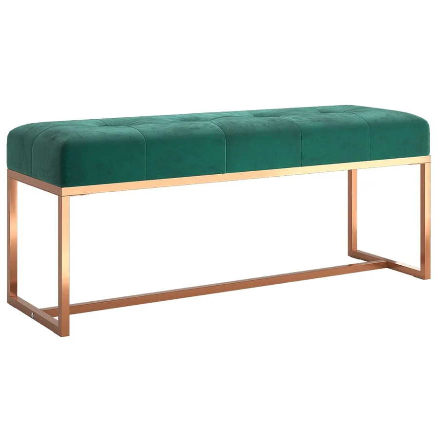 Banc Vert foncé 110x36x45 cm Velours - 2