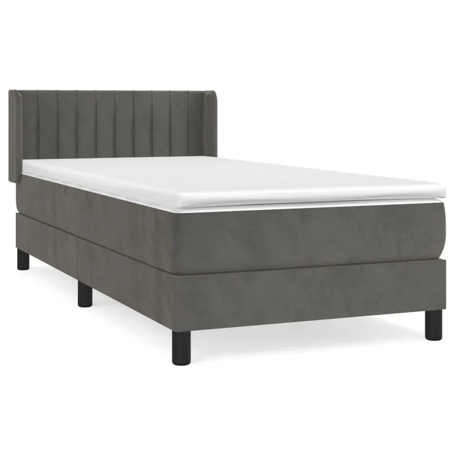 Sommier à lattes de lit et matelas Gris foncé 80x200 cm Velours - 2
