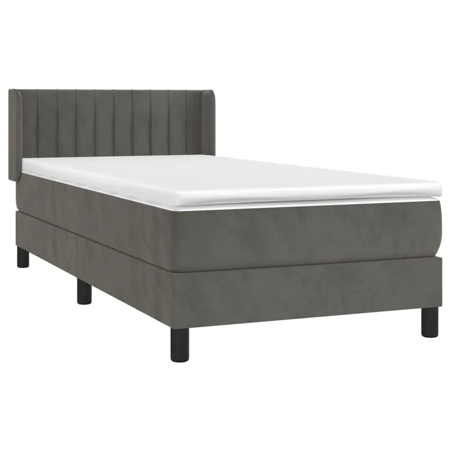 Sommier à lattes de lit et matelas Gris foncé 80x200 cm Velours - 3