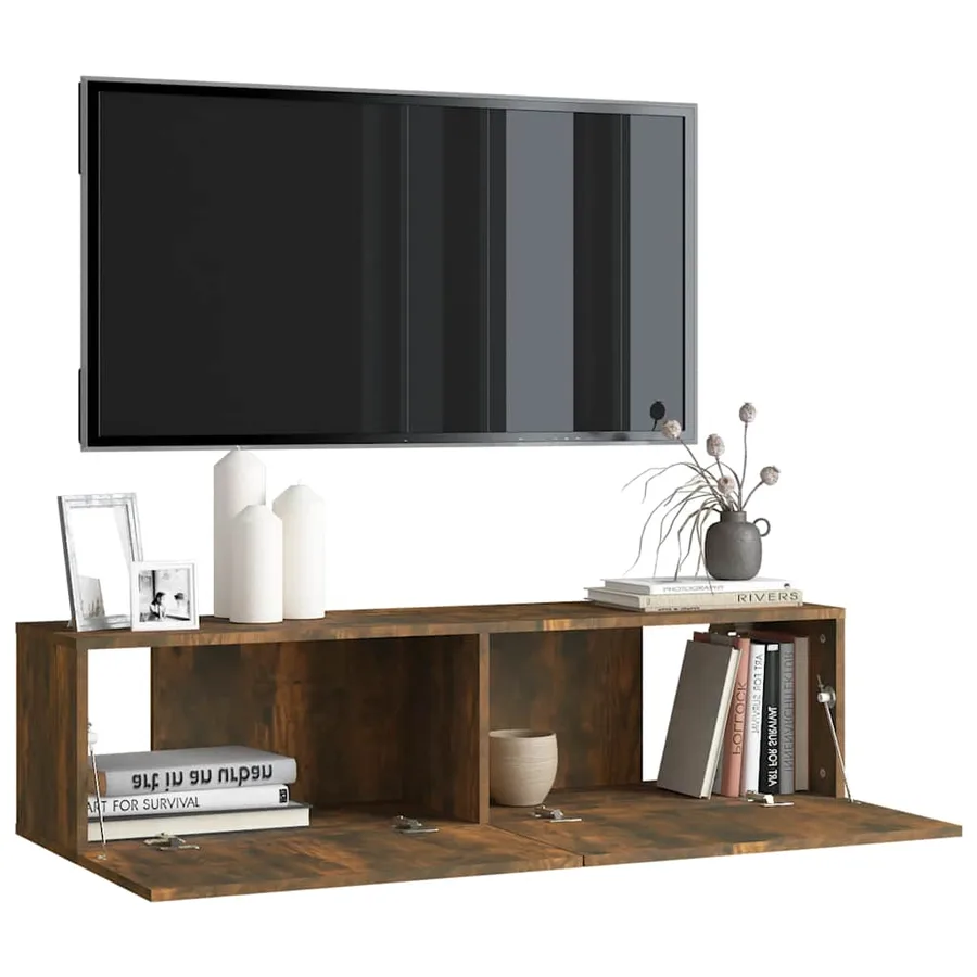 Armoire murale TV Chêne fumé 120x30x30 cm Bois d'ingénierie - 4