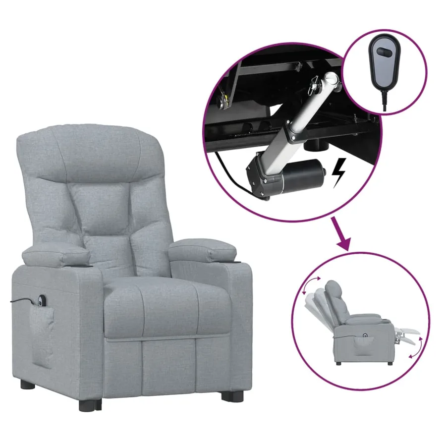 Fauteuil inclinable électrique Gris clair Tissu - 2