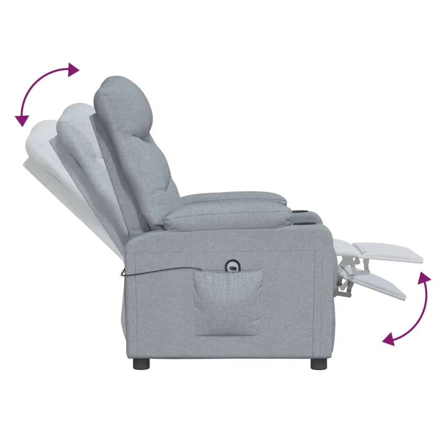 Fauteuil inclinable électrique Gris clair Tissu - 7