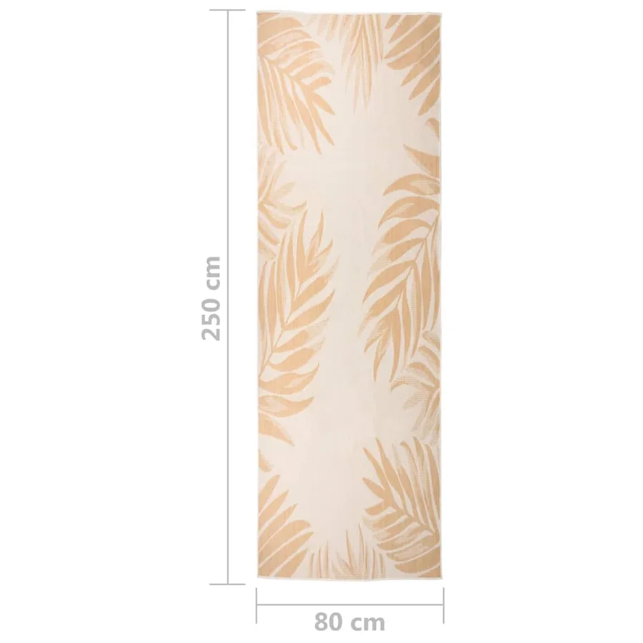 Tapis à tissage plat d'extérieur 80x250 cm Motif de feuille - 6