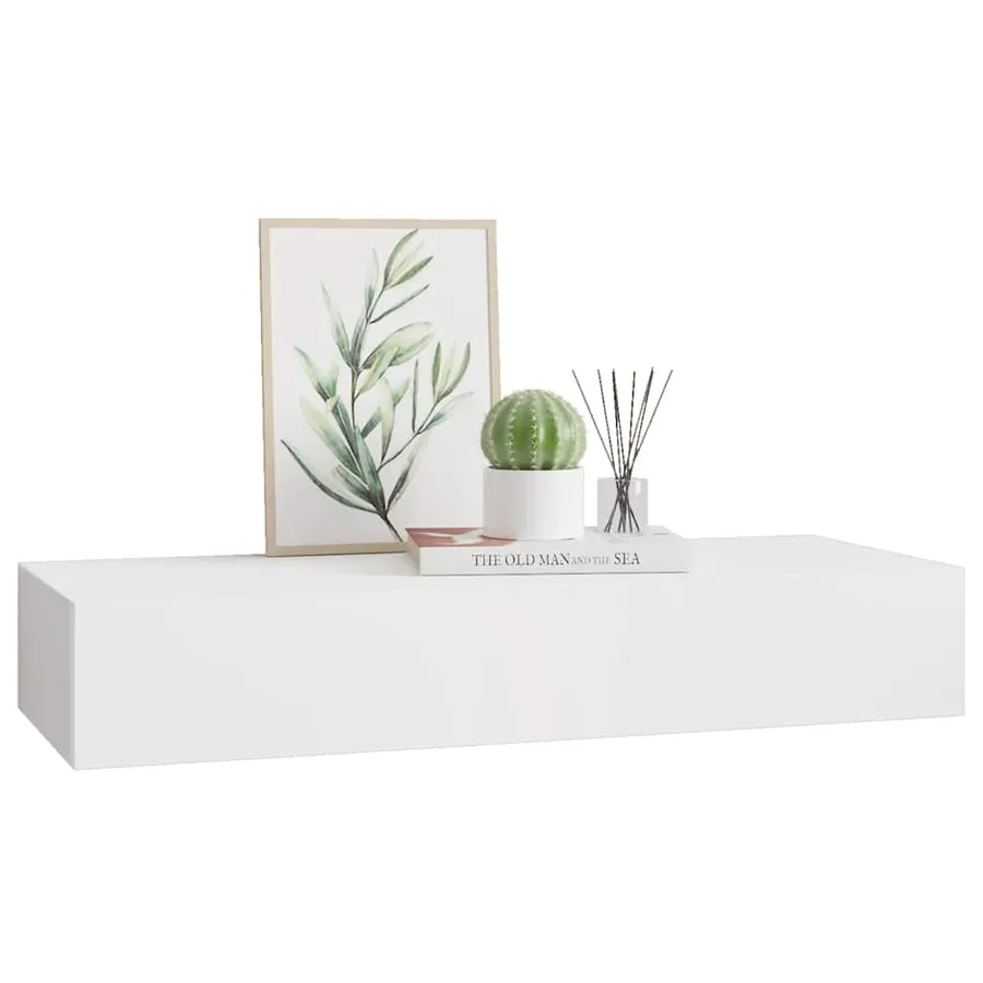 Étagère à tiroir murale Blanc 60x23,5x10 cm MDF - 4