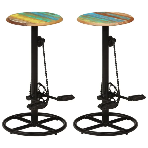 Tabourets de bar lot de 2 bois massif de récupération