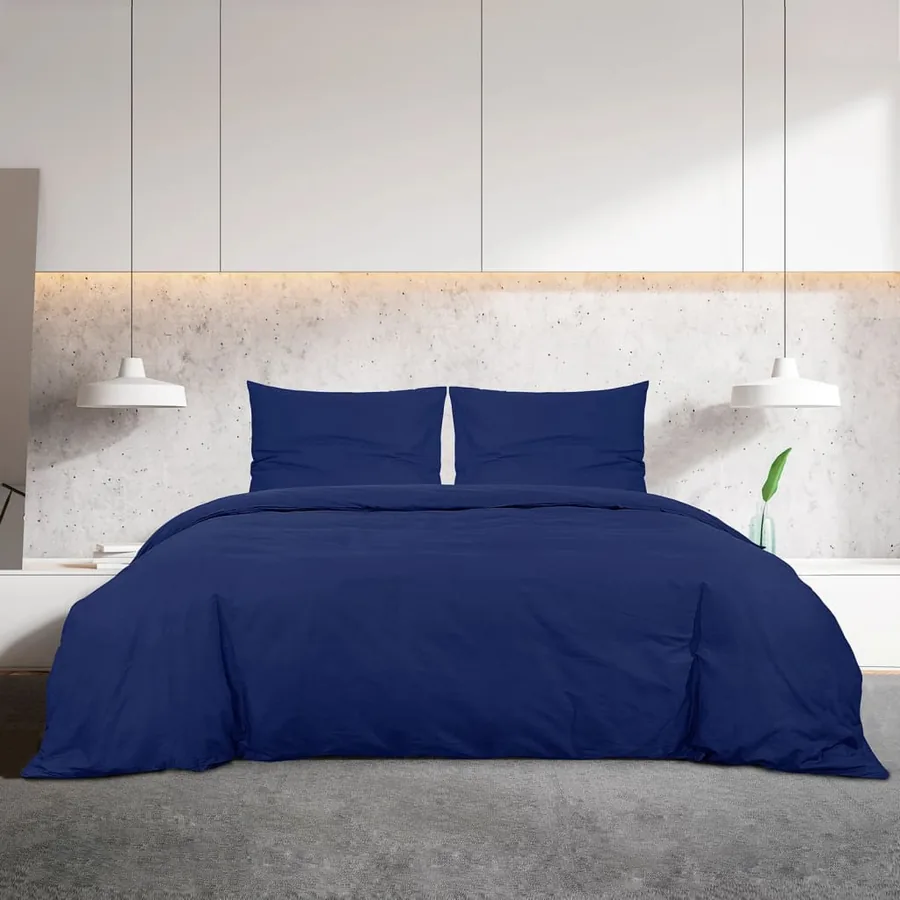 Ensemble de housse de couette Bleu marine 200x200 cm Coton - 3