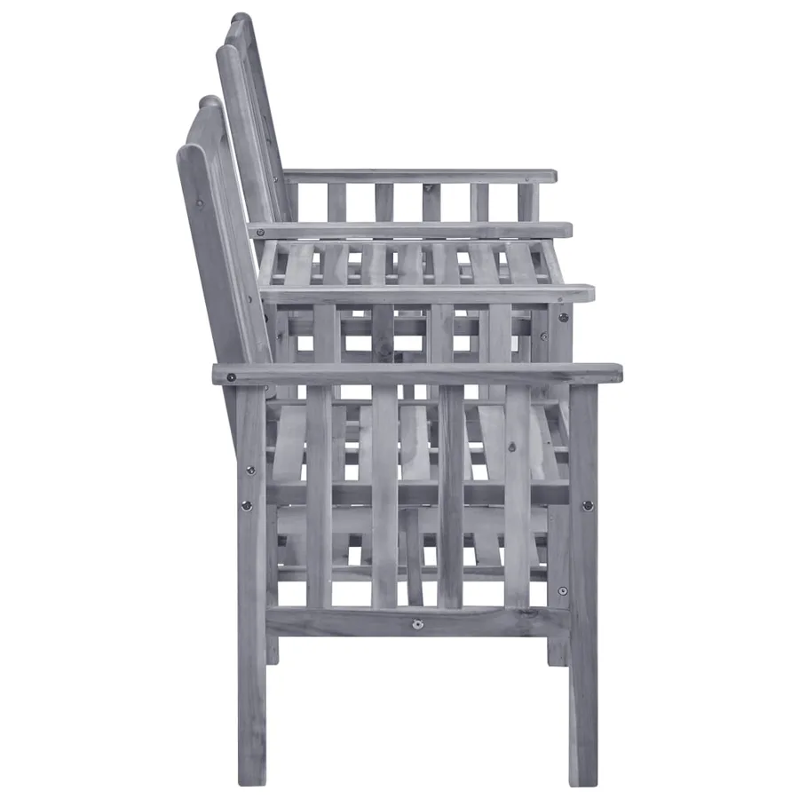 Chaises de jardin avec table à thé et coussins Acacia solide - 3