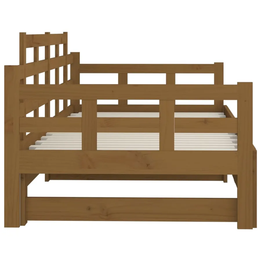 Lit coulissant sans matelas marron miel 2x(90x190) cm - 11