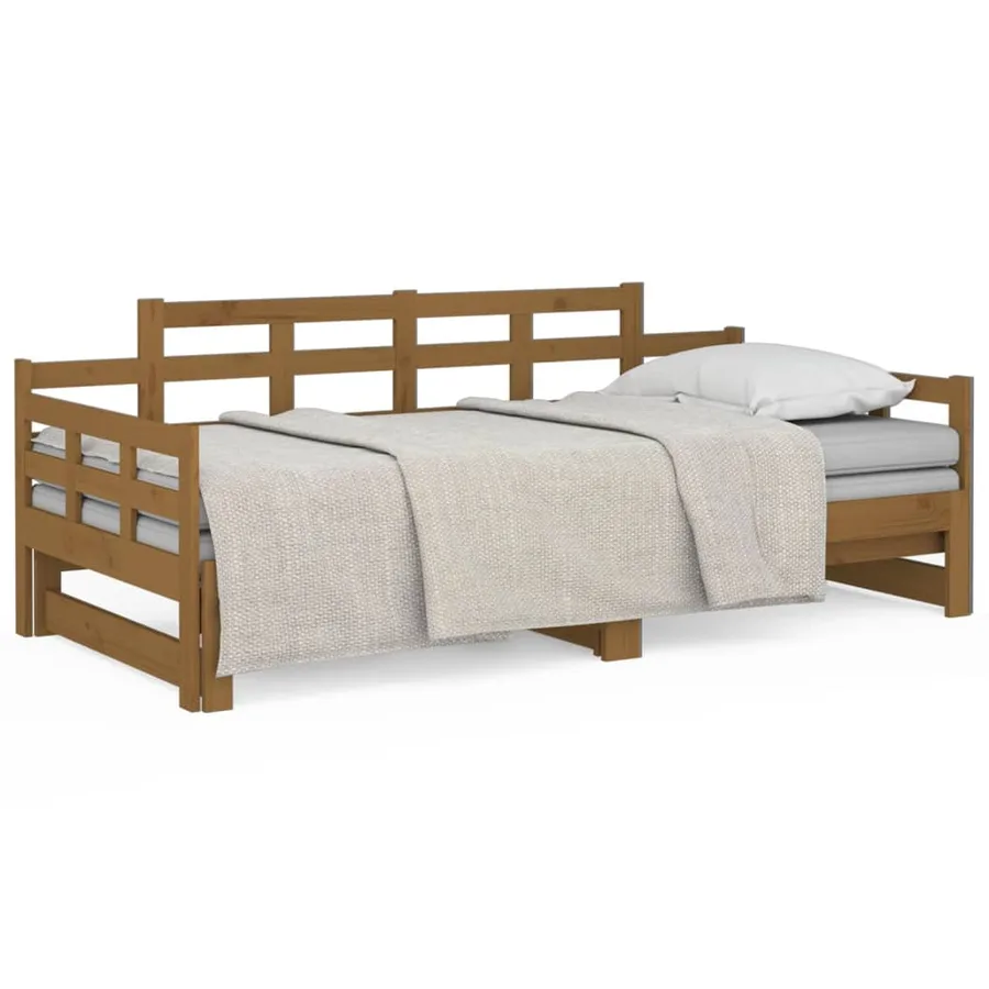 Lit coulissant sans matelas marron miel 2x(90x190) cm - 2