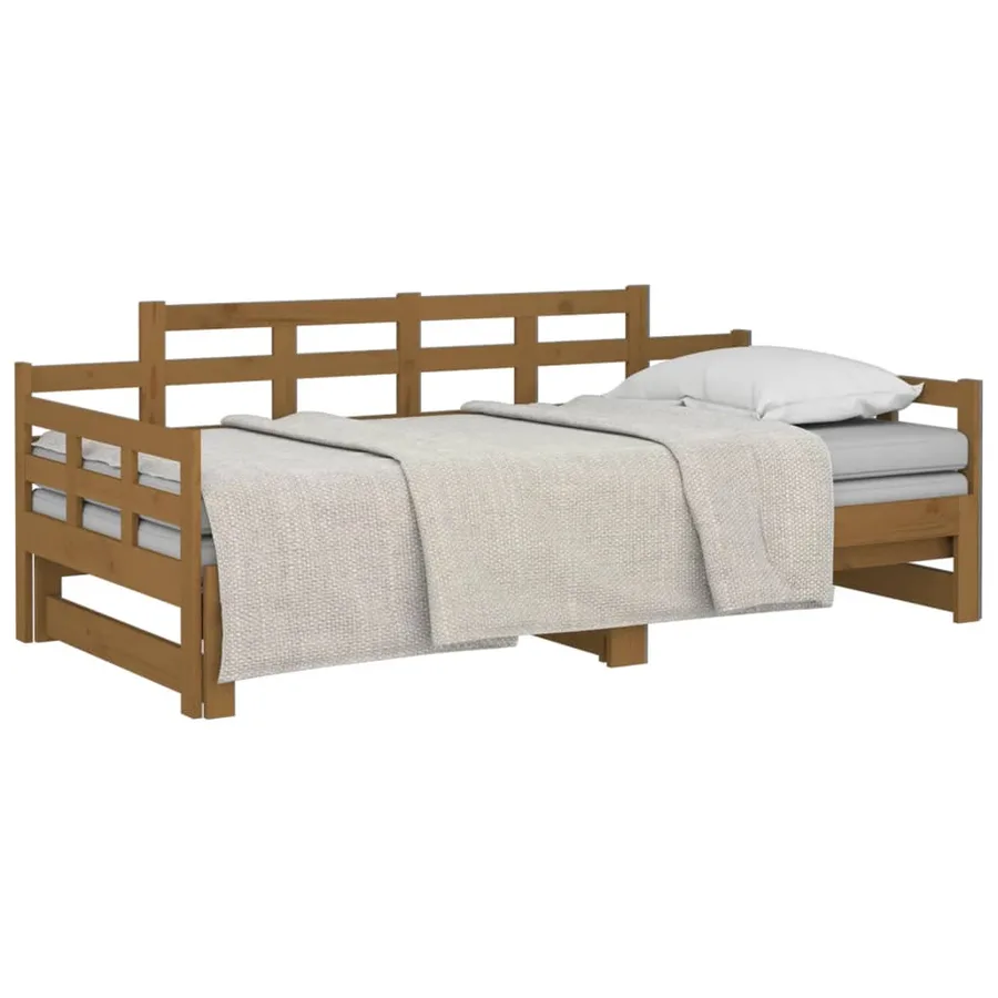 Lit coulissant sans matelas marron miel 2x(90x190) cm - 3