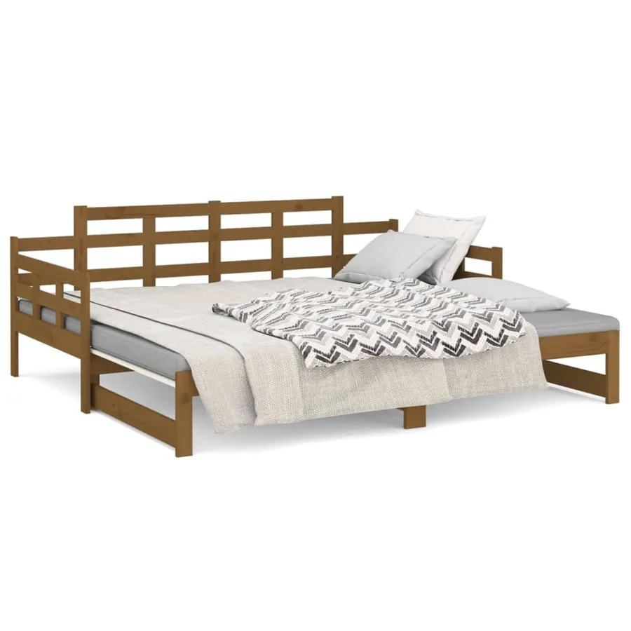 Lit coulissant sans matelas marron miel 2x(90x190) cm - 7