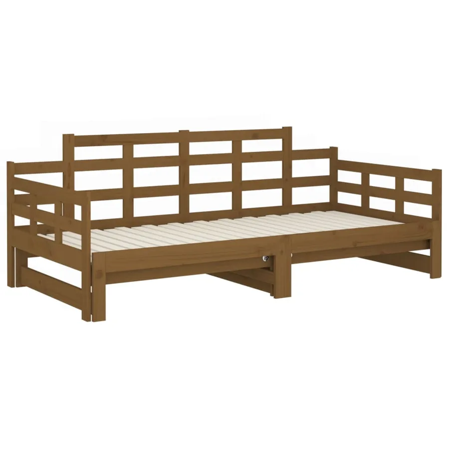 Lit coulissant sans matelas marron miel 2x(90x190) cm - 8