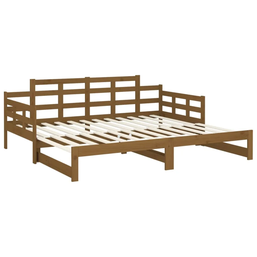 Lit coulissant sans matelas marron miel 2x(90x190) cm - 9