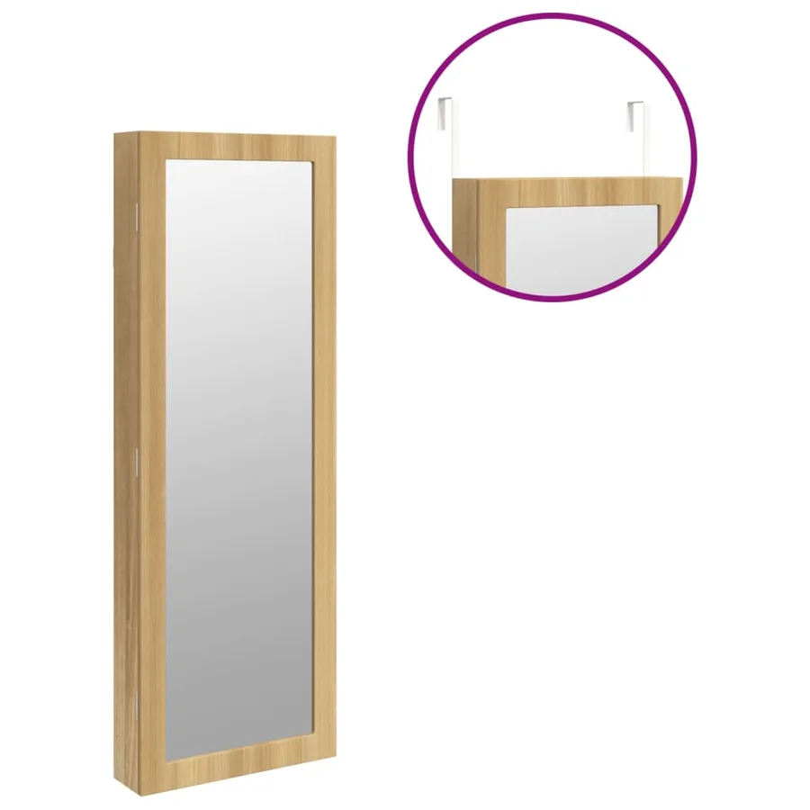 Armoire à bijoux avec miroir et éclairage LED mural - 9