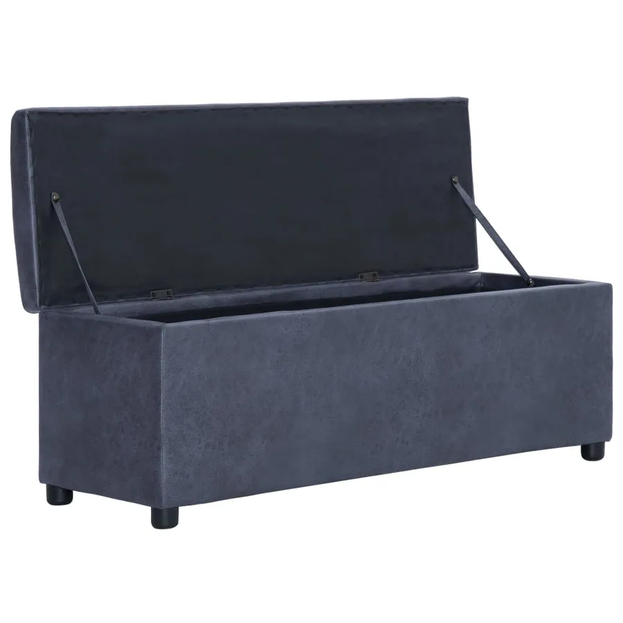 Banc avec compartiment de rangement 116 cm Gris Similicuir daim - 5