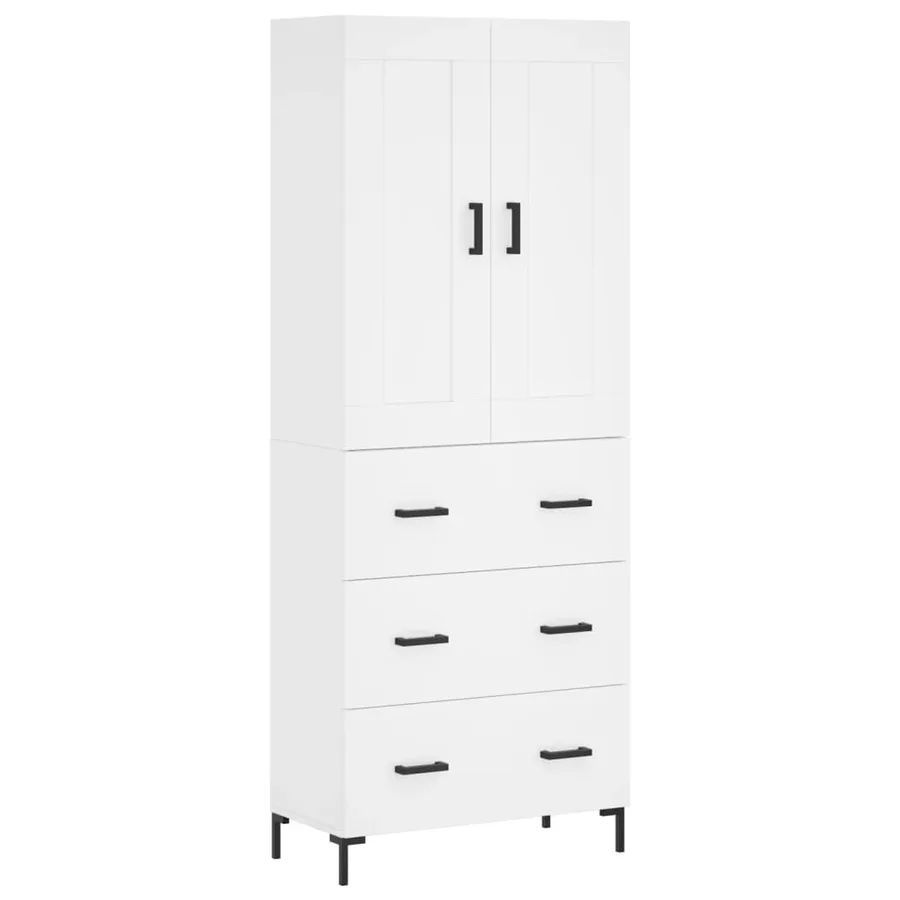 Buffet haut Blanc 69,5x34x180 cm Bois d'ingénierie - 2