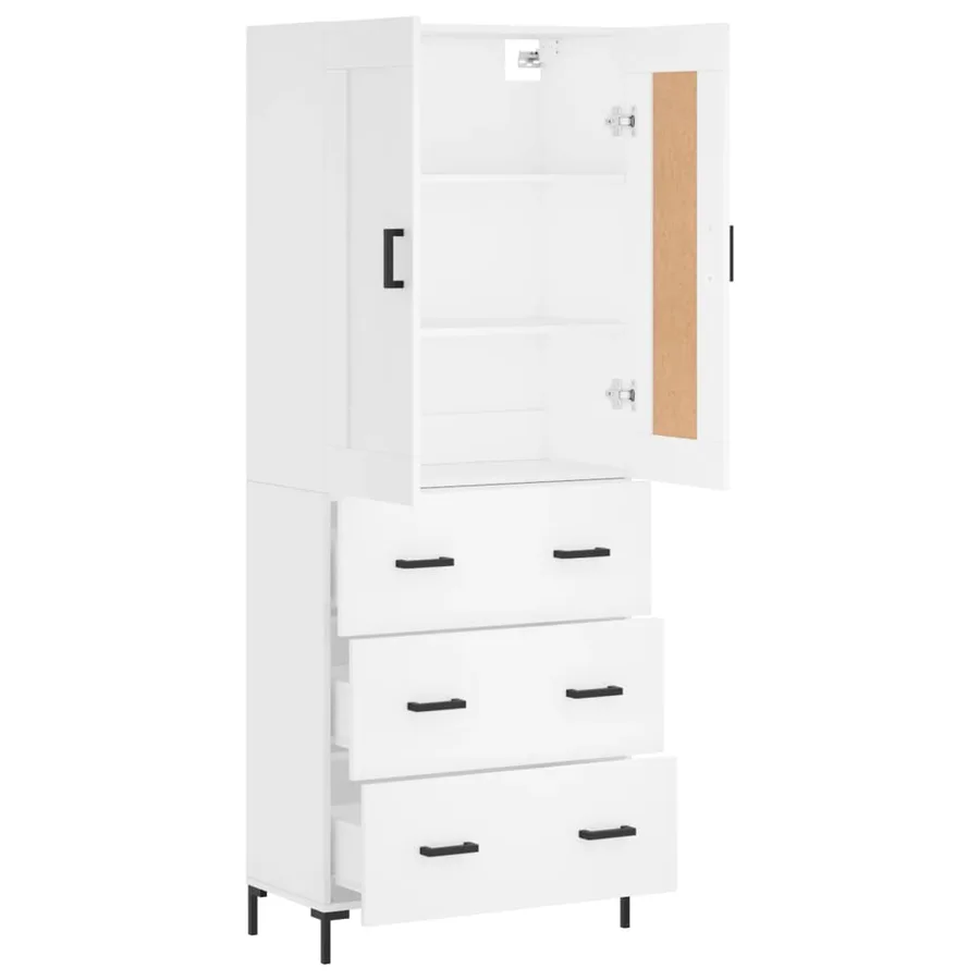 Buffet haut Blanc 69,5x34x180 cm Bois d'ingénierie - 4
