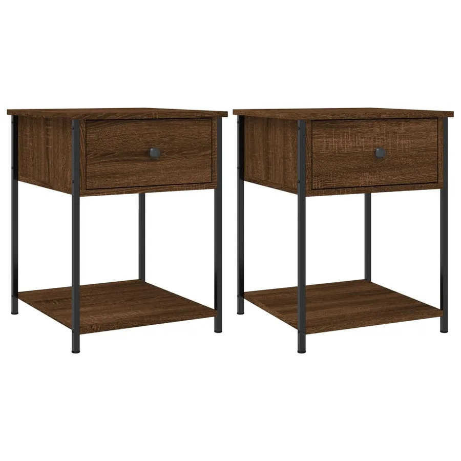 Tables de chevet 2 pcs chêne marron 44x45x58 cm bois ingénierie - 2