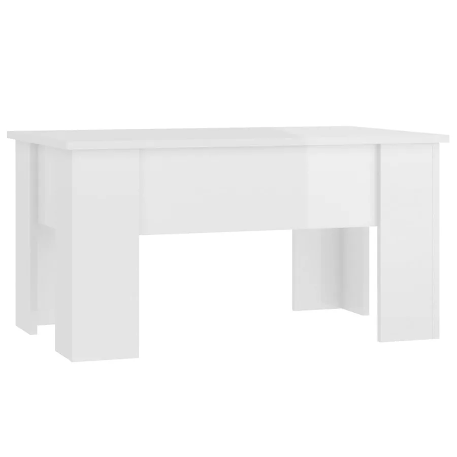 Table basse blanc brillant 79x49x41 cm bois d'ingénierie - 2