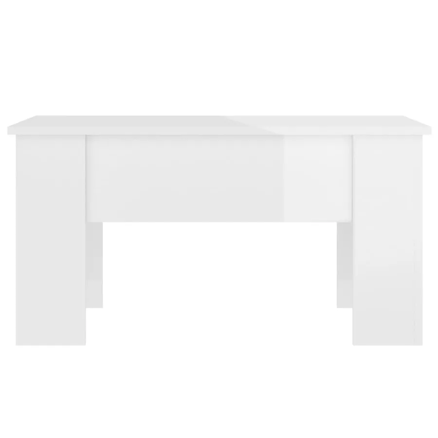 Table basse blanc brillant 79x49x41 cm bois d'ingénierie - 3