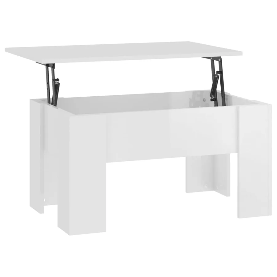 Table basse blanc brillant 79x49x41 cm bois d'ingénierie - 5
