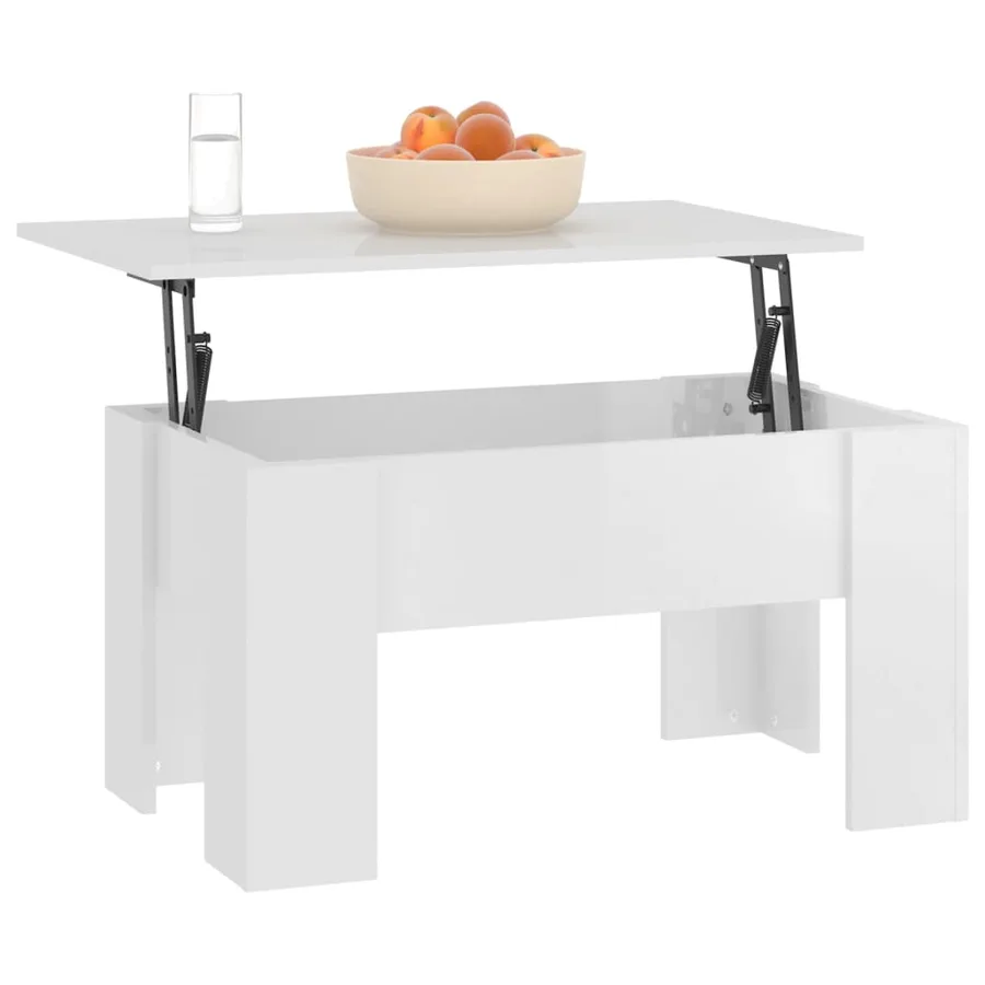 Table basse blanc brillant 79x49x41 cm bois d'ingénierie - 6