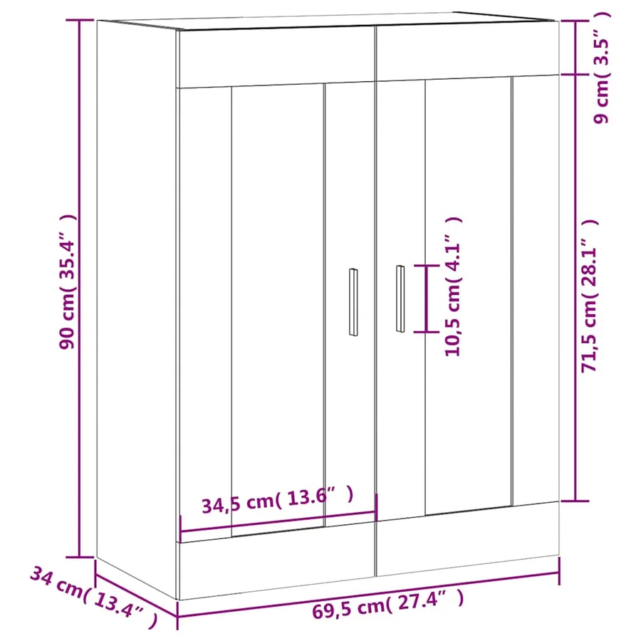 Armoire murale noir 69,5x34x90 cm bois d'ingénierie - 13