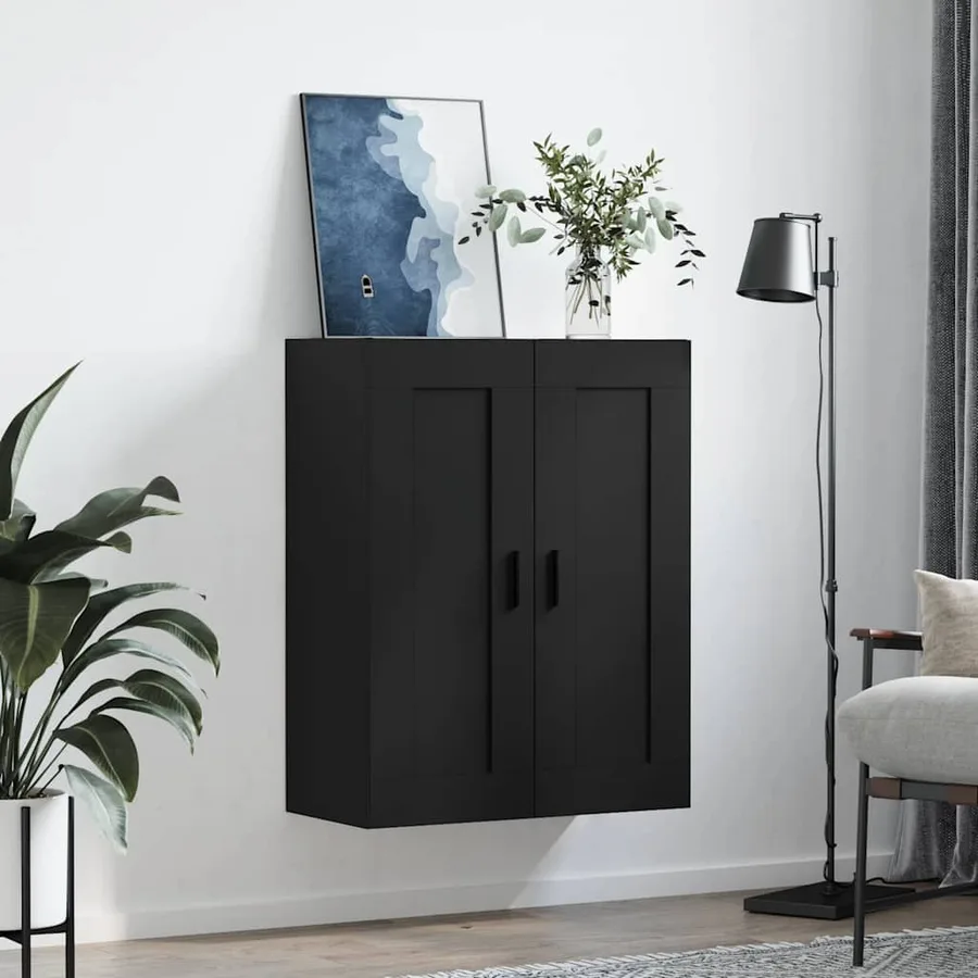 Armoire murale noir 69,5x34x90 cm bois d'ingénierie - 3